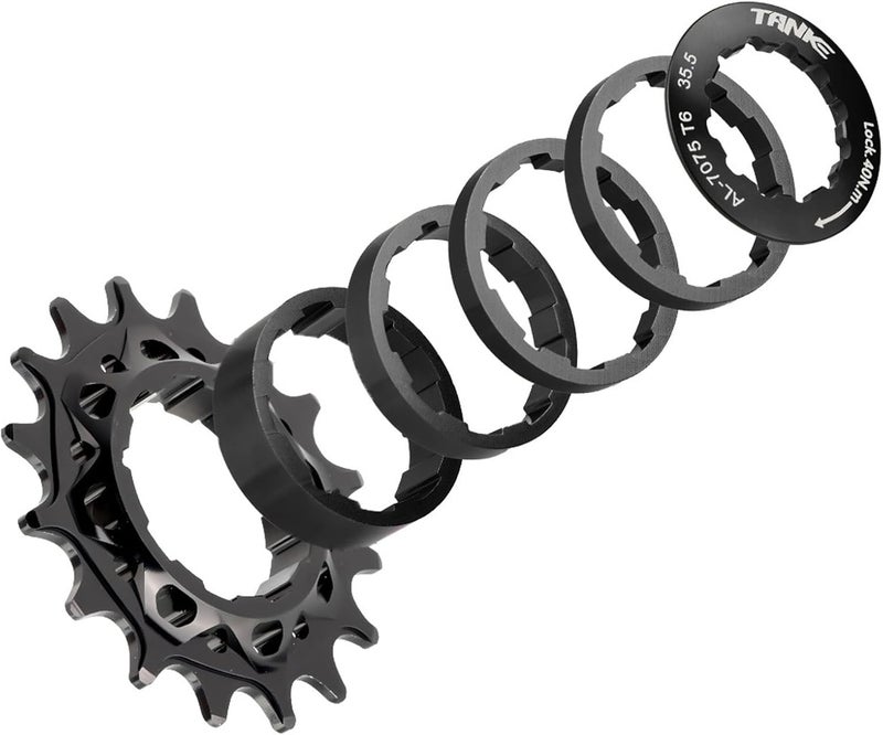 CooMeng 15T/16T/18T Single Speed Cogs Conversion Kit for Multi-Speed Bike to Dirt Jump/BMX, Aluminum Single Speed Cassette with Spacer and Locking Ring - Image 1